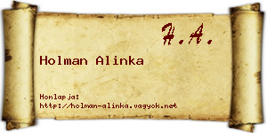 Holman Alinka névjegykártya